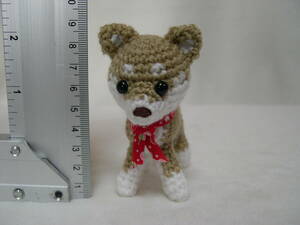 E442 handmade * hand made * knitting . dog (C) red color ribbon 