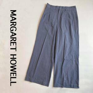 マーガレットハウエル　MHL パンツ　コットンパンツ ワイドパンツ　MARGARET HOWELL ブルー　M