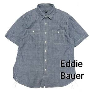 エディーバウアー　半袖シャツ　トップス　シャツ　コットン　ボタンシャツ　M Eddie Bauer メンズ　グレー 半袖