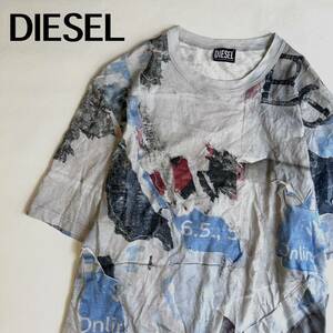 ディーゼル　DIESEL Tシャツ　トップス　パッチワーク　メンズ　L 半袖　ヴィンテージ ゆったり 半袖シャツ シャツ　