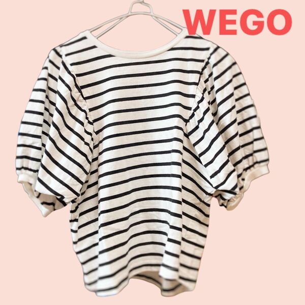 WEGO ボーダー半袖　Tシャツ ボリューム袖　レディース　フリーサイズ