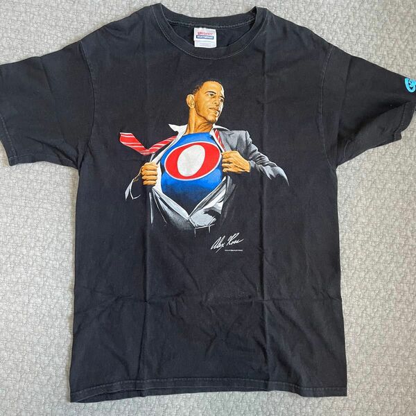 オバマ　OBAMA 大統領　tシャツ スーパーマン　パロディ　M hanes ヘインズ　alex ross