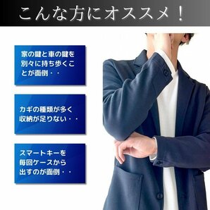 キーケース スマートキー 2個収納 メンズ 車 レディース 本革 レザー 窓付き カラビナ おしゃれ ファスナー エメラルドグリーン 【新品】の画像3