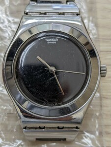 稼働　R6.4月電池交換済　黒文字盤 クオーツ　swatch スウォッチ　IRONY