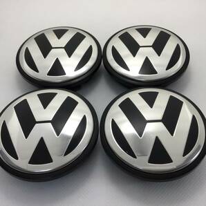 314】 即決 VW フォルクスワーゲン 純正 ホイール センターキャップ 4個 ホイールキャップ 黒 ブラック 66mmの画像1