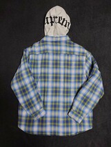 Supreme Hooded Flannel Zip Up Shirt Blue Mサイズ 21FW シュプリーム フード フランネル ジップ アップ シャツ ブルー 送料無料 パーカー_画像4