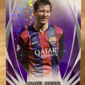 75枚限定 Lionel Messi 2023-24 Topps UEFA Club Competitions Ultimate Stage Purple/75 Chrome Soccer FC Barcelona メッシの画像1