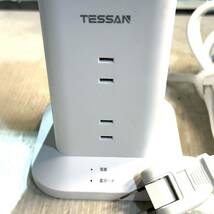 TESSAN TPS04-JP 電源タップタワー mini型 2m 延長コード 8個ACコンセント 3USBポート (B3896)_画像3