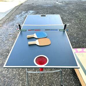 バスケットピンポン 昭和レトロ 卓球台 家庭用 卓球セット 折りたたみ 卓球台 テーブル 卓球 ピンポン 高さ約60cm 長さ約120cm (B3909)の画像2
