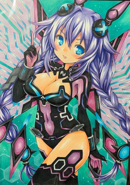 Tableau d'illustration manuscrit Hyperdimension Neptunia Purple Heart B5 plus grand, des bandes dessinées, produits d'anime, illustration dessinée à la main