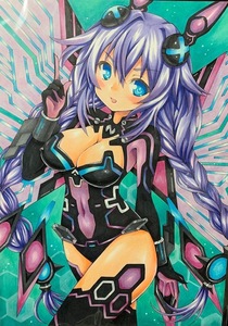 Art hand Auction Tablero de ilustración manuscrita de corazón púrpura Hyperdimension Neptunia B5 más grande, historietas, productos de anime, ilustración dibujada a mano