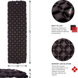 新品 アメリカScottus社 ULTRALIGHT SLEEPING MAT 収納時超軽量小型 最新エアマットの画像2