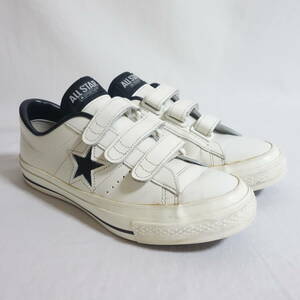 【日本製 CONVERSE ONE STAR ベルクロ US8 26.5cm】コンバース ワンスター レザー 白×黒