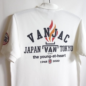 【20SS 日本製 VAN JAC スポーツモチーフ ポロシャツ M】PH60213 鹿の子 白 ワッペン ヴァンヂャケット