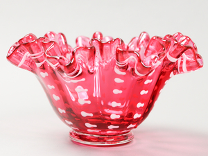 57Ai ベネチアンガラス Murano Glass ムラノ クランベリーガラス フラワーベース 花生け