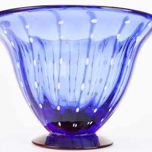 ベネチアンガラス Murano Glass ムラノ ブルー ホワイト アンバー フラワーベース 花瓶の画像2