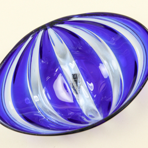 nQTH ベネチアンガラス ムラノ Murano Glass ブルー クリア ボウル 美品の画像4
