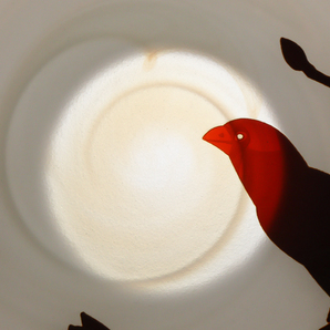 bEkW 被せガラス 乳白赤銅色鳥飾り皿 31cm サンドブラスト の画像6