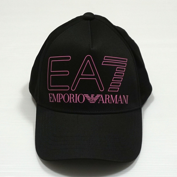 新品・本物 EMPORIO ARMANI EA7 エンポリオ アルマーニ キャップ 帽子 メンズ 240142 4R102 37721 ブラック×ピンクロゴ フリー