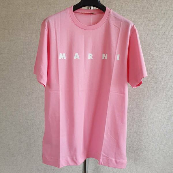 【新品・未使用】MARNI KIDS ロゴプリントコットンTシャツ　ピンク　12Y　M002MVM00HZ