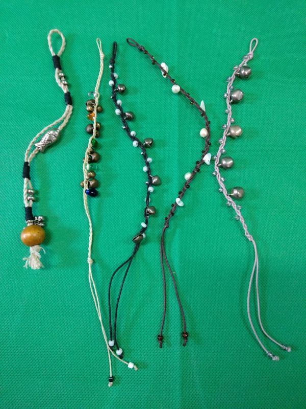 Handmade Ethnic Bracelet Bells and Beads Asian Accessories Free Size Set of 5, bracelet, bangle, bracelet, others