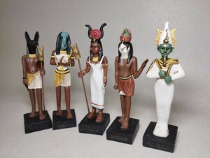 フィギュア 人形 オブジェ 古代エジプト 神 5体まとめて 像 置物 インテリア エスニック 雑貨 民間整理品b1