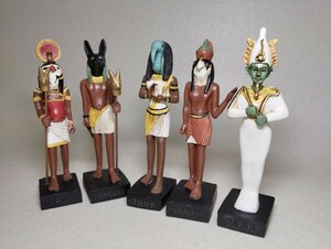 フィギュア 人形 オブジェ 古代エジプト 神 5体まとめて エスニック 像 置物 インテリア 飾り 雑貨 民間整理品b
