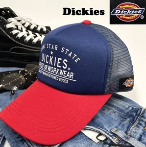 未使用品 Dickies ネイビー×レッド メッシュキャップ メンズカジュアル アメカジアウトドアキャンプ ゴルフジムホワイトロゴ ディッキーズ