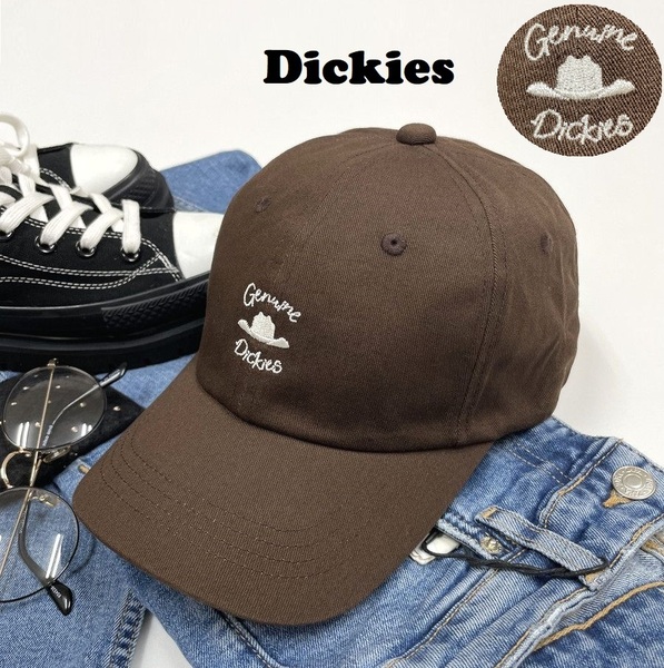 未使用品 Dickies ブラウン キャップ メンズレディース アウトドア キャンプ ゴルフ フェス大人カジュアル アメカジ ロゴ刺繍 ディッキーズ