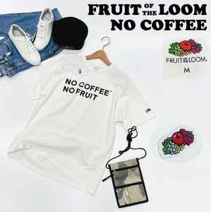 未使用品 /M/ NO COFFEE×FRUIT OF THE LOOM ホワイト 半袖Tシャツ ロゴ コラボ タグ メンズ レディース フルーツオブザルームノーコーヒー