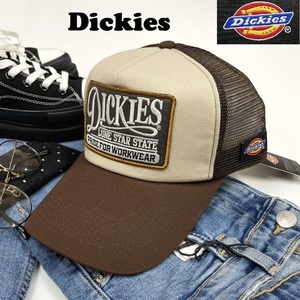 未使用品 Dickies ブラウン メッシュキャップ メンズ 大人カジュアル アメカジ タグ アウトドアキャンプゴルフ フロントロゴ ディッキーズ