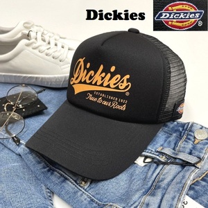 未使用品 Dickies ブラック メッシュキャップ メンズレディース カジュアルアメカジ アウトドアキャンプ ゴルフ オレンジロゴ ディッキーズ
