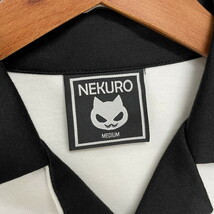 未使用品 /M/ NEKURO ホワイト ビッグシルエット配色切替カットシャツ長袖 レディース メンズ チェーンタグ羽織りブラック白黒 十字 ネクロ_画像7