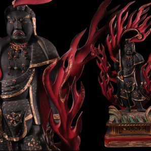【ONE'S】威風堂々大迫力 時代仏教美術 木彫彩色 玉眼 不動明王立像 高55.5cm 重量2.08kg 極上細密造 仏像 古美術品の画像10