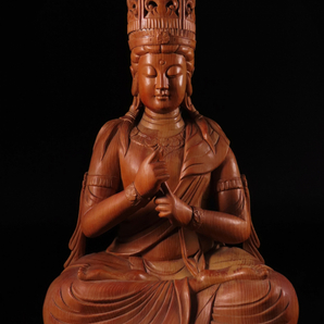 【ONE'S】仏教美術 仏師造 在銘 木彫 『大日如来坐像』 高76cm 重量11kg 極上細密彫刻 仏像 古美術品の画像8