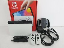 【ジャンク品/ガラスフィルムはがれ有】ニンテンドー　スイッチ有機EL本体（ホワイト）★初期化済★動作未確認★現状品　【ゲ-565】_画像1