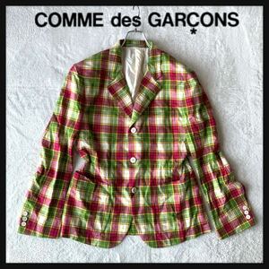 【希少】90s COMME des GARCONS HOMME PLUS コムデギャルソン オム プリュス コットン 綿 マドラスチェック テーラード ジャケット AD1996