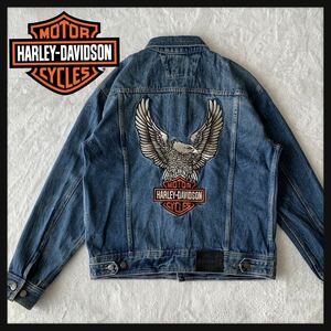 【希少】HARLEY DAVIDSON ハーレー ダビッドソン Eagle Denim Jacket デニム ジャケット ジージャン Gジャン イーグル刺繍 ビッグロゴ