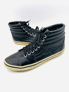 衝撃プライス！『最強クラシックモデル！』【VANS バンズ/SK8-HI】高級レザースニーカー！ブラック/jp27cm相当！4.7