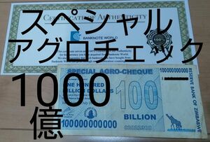【証明書付き】1000億スペシャルアグロチェック ジンバブエドル