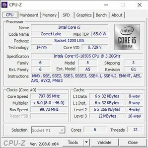 ■インテルCPU■第10世代 Core i5-10505 (3.20～4.60GHz)■ 6コア/12スレッド ■ SRH38 ■LGA1200■インテル製検査ソフト：正常の画像4