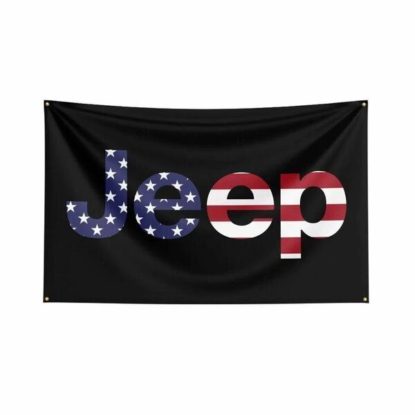 即納　送料無料　約150x90 特大フラッグ　旗　jeep ジープ ガレージ　レネゲード　ラングラー　チェロキー　グランドチェロキー　　