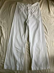 40s Vintage US NAVY sailor pants inscription w33( absolute size 32) white USN(ARMYchino to coil wide Denim pants slacks white 50s 30s)