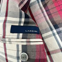 LARDINI テーラードジャケット リネン シルク チェック レッド ラルディーニ 絹 麻 XS相当 背抜き size:42_画像3