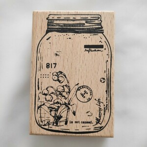 スタンプセット　瓶　木製　長方形　大判　ハンドメイド用　ビンテージ　スズラン