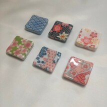 箸置き　6点セット　角型　お手玉模様　和柄　　陶器　まとめ売り　食器　かわいい_画像3