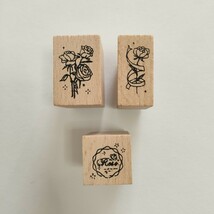 スタンプセット　木製　11個　はんこ　ハンドメイドに　薔薇　花束　タイプ②_画像4