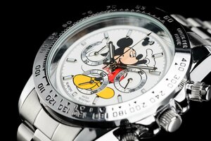 1円～ 1スタ アナザーヘブン×Disney限定MICKEYミッキーマウス別注コラボ時計クロノグラフ美しすぎるWH5ホワイト気圧絶版新品逆輸入