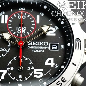 1円～ 1スタ セイコー 正規品 海外モデル SEIKO クロノグラフ 逆輸入 ミリタリー ブラック 新品 100m防水 腕時計 メンズ激レア入手困難の画像7