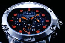 1円 セイコーALBA逆輸入Diver'sモデル美しすぎるBLACK×ORANGE秒針クロノグラフ100m防水新品入手困難アルバ日本未発売SEIKO_画像5